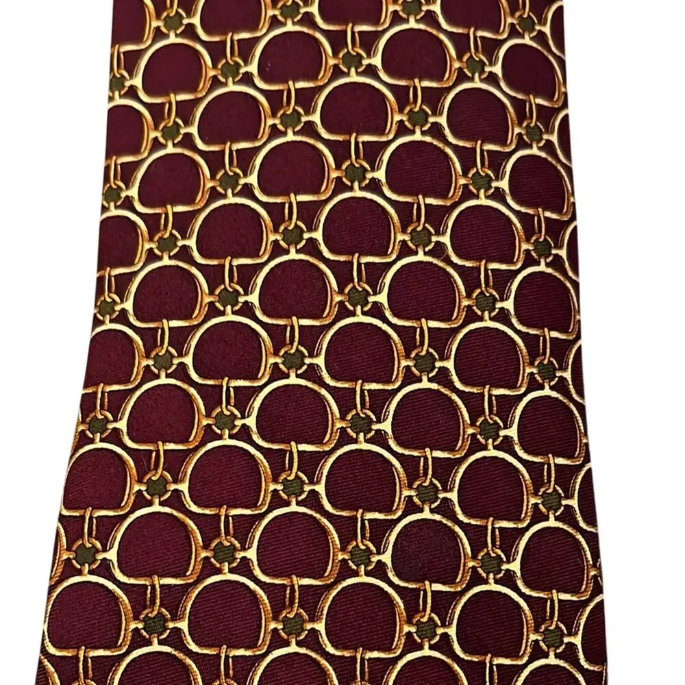 Brooks Brothers Makers 100% Silk Burgundy and Gold Power Tie Office